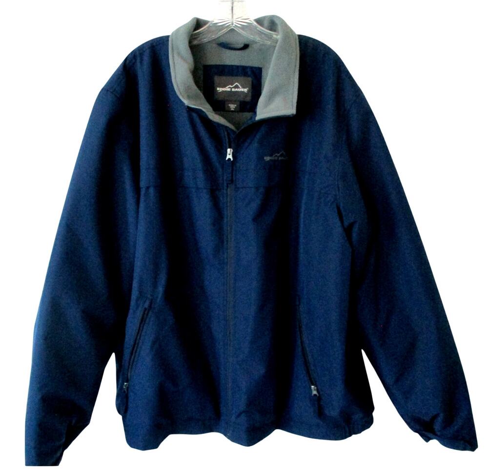 Eddie Bauer Men's Blue Long Sleeve Full Zip Fleece Lined Jacket Size XXL